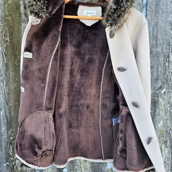 Vintage Penny Lane Coat 90s Y2K Size M Beige Faux Fur Faux Suede Boho - Picture 10 of 11